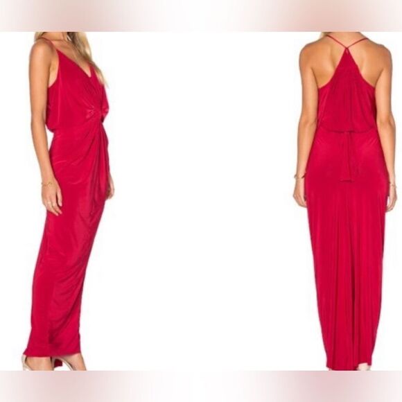 MISA Los Angeles Domino Twist Front Maxi Dress Red - Picture 1 of 4